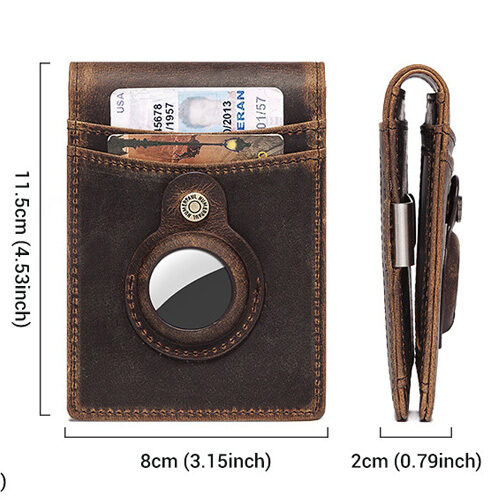 AirTag-RFID-Blocking-Leather- Minimalist-Wallet-Money-Clip-2