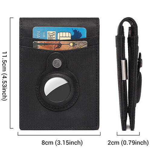 AirTag-RFID-Blocking-Leather- Minimalist-Wallet-Money-Clip-9