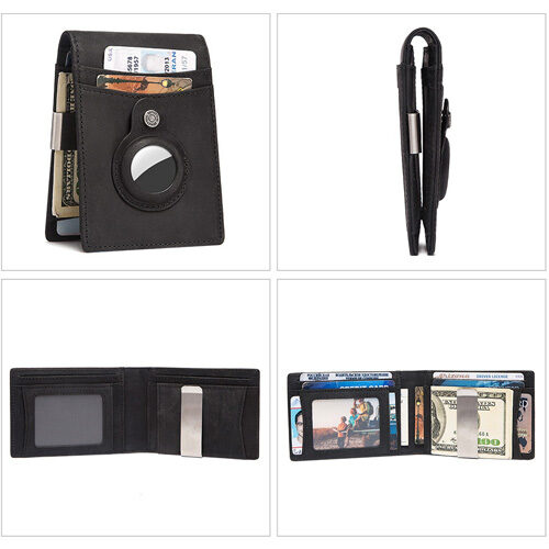 AirTag-RFID-Blocking-Leather- Minimalist-Wallet-Money-Clip-9f